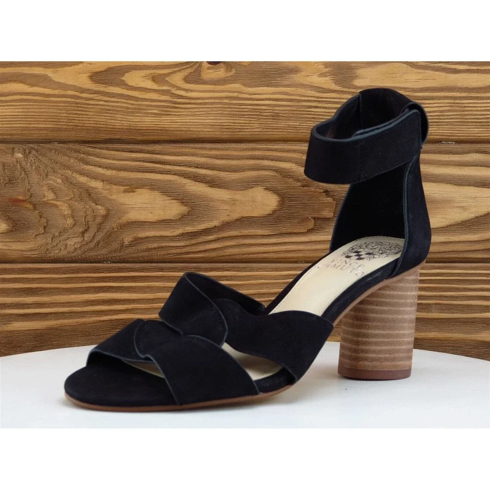 Vince Camuto Size 6 Strappy Heel Black Leather M Width Jachita